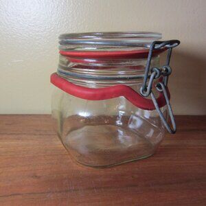 500mL vintage hermetic glass jar with lid england (W4263)